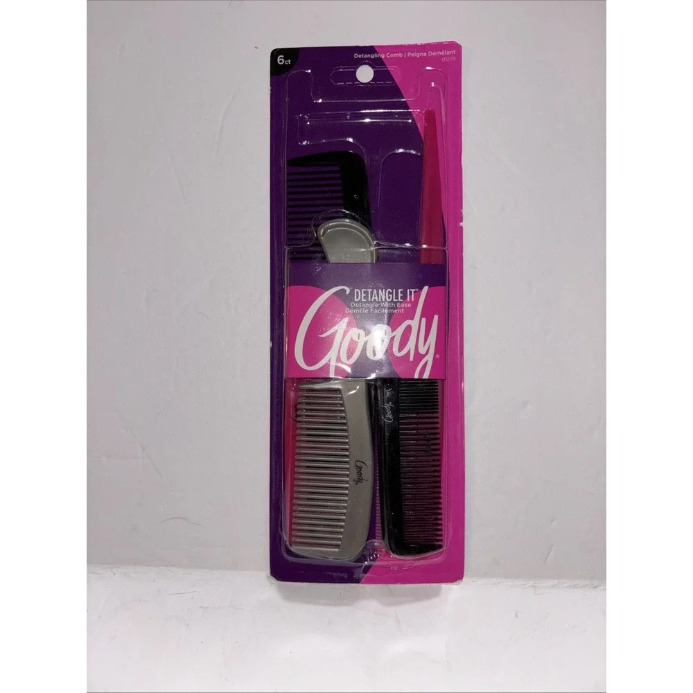 Goody Assorted Detangling Hair Combs Package of 6 Wet Dry New SEALED